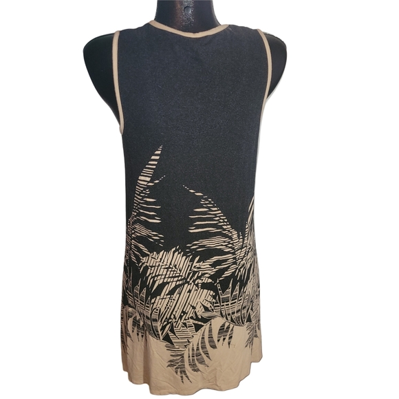 Soma Black and Tan Sleeveless Tropical Print Dress S - Picture 5 of 6